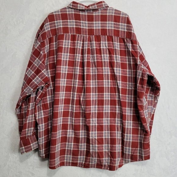 The Foundry Flannel Shirt Men 3XL Red Gray Plaid Button Up Long Sleeve *Read* - Picture 7 of 14